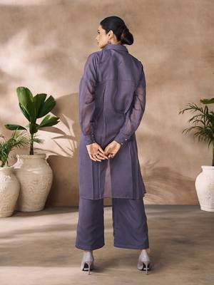 Elegant smoky grey organza co-ord set 4