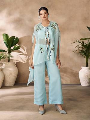 Aqua elegance organza co-ord set 1