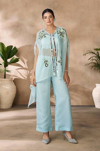 Aqua elegance organza co-ord set