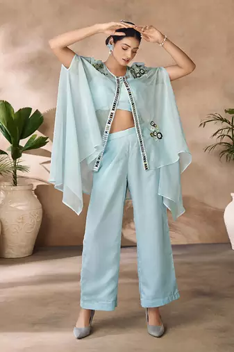Aqua elegance organza co-ord set