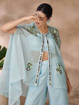 Aqua elegance organza co-ord set 3