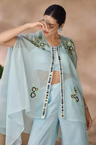 Aqua elegance organza co-ord set