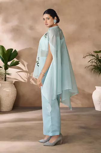 Aqua elegance organza co-ord set