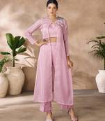 Blush pink embellished organza co-ord set