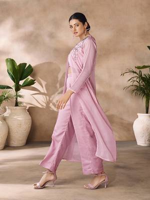 Blush pink embellished organza co-ord set 2