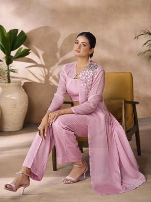 Blush pink embellished organza co-ord set 3
