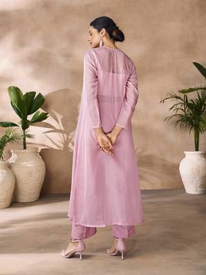 Blush pink embellished organza co-ord set 4