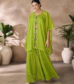 Lush green embellished organza co-ord set