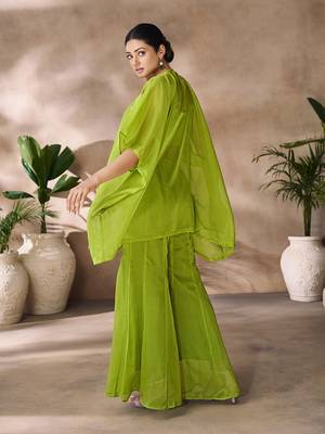 Lush green embellished organza co-ord set 4
