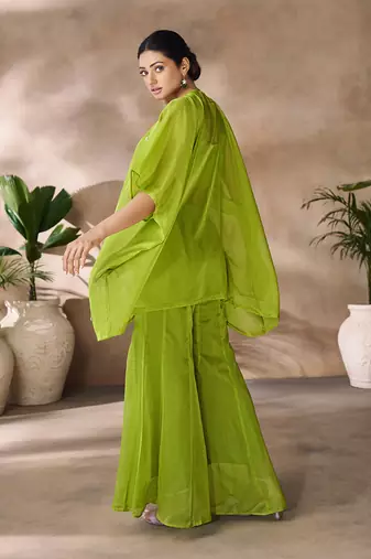 Lush green embellished organza co-ord set