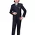 Boys kids cotton blend 5 piece coat pant solid suit set - navy blue