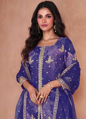 Blue faux georgette digital print Palazzo suit 2