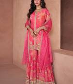 Pink faux georgette digital print Palazzo suit