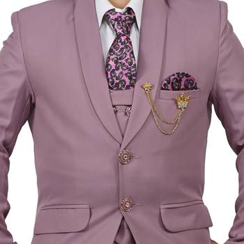 Boys cotton blend solid 5-piece coat suit set - onion 5