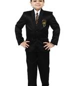 Boys 4 piece satin coat suit set - black