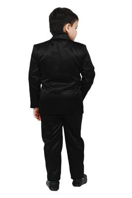 Boys 4 piece satin coat suit set - black 2
