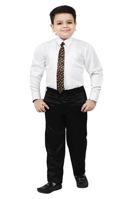 Boys 4 piece satin coat suit set - black 4