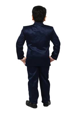 Boys 4 piece satin coat suit set - royal blue 2