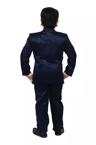Boys 4 piece satin coat suit set - royal blue