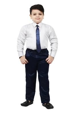 Boys 4 piece satin coat suit set - royal blue 4