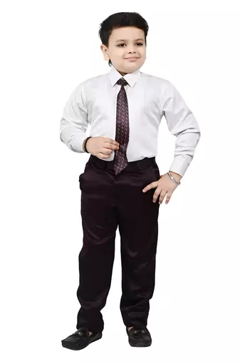 Boys 4 piece satin coat suit set - wine