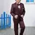 Boys full sleeves 5 piece jacquard coat suit set with bow tie - maroon