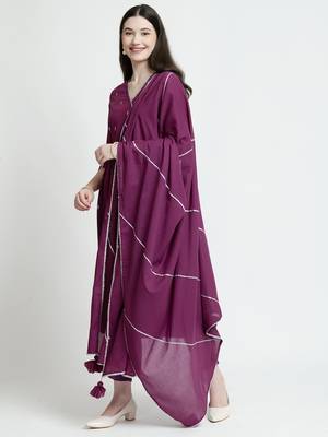 Vyomtara women's purple cotton lurex kurta set - 3-piece ethnic ensemble 5