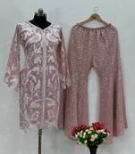 Designer chine sequence work kurta with palazzo dress for women girls