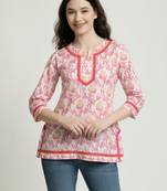 Vyom tara women's cotton tunic top: stylish 3/4 sleeves & round neck design