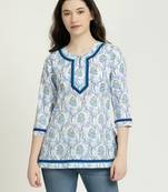 Vyom tara women's cotton tunic top: stylish 3/4 sleeves & round neck design