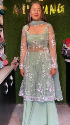 New designer party wear 4 pc fancy pakistani suit sets 1