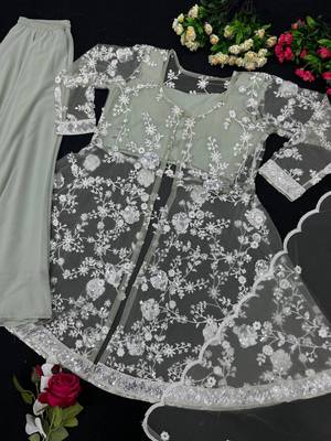 New designer party wear 4 pc fancy pakistani suit sets 4