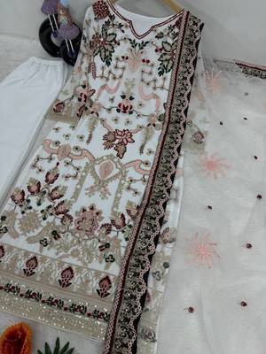 Designer handwork wedding wear pakistani 3 pc salwar kameez 5