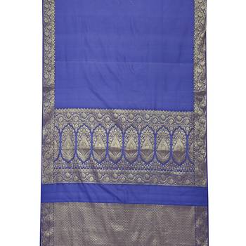 Ptiepl banarasi silk works women's blue silk blend banarasi saree with blouse piece 3