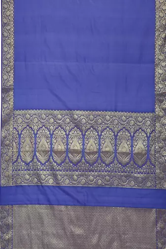 Ptiepl banarasi silk works women's blue silk blend banarasi saree with blouse piece