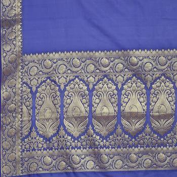 Ptiepl banarasi silk works women's blue silk blend banarasi saree with blouse piece 5