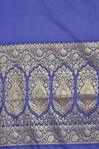 Ptiepl banarasi silk works women's blue silk blend banarasi saree with blouse piece