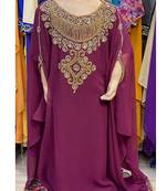 Wine Kids Georgette Embroidered Stone work Stitched Dress Party Wear Wedding Dresses