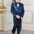 Boys 5-piece satin beadwork coat pant suit set - peacock blue