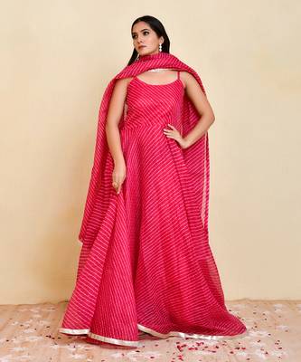 Kota doriya laheriya printed long kurti with dupatta 1