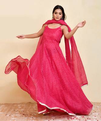 Kota doriya laheriya printed long kurti with dupatta 2