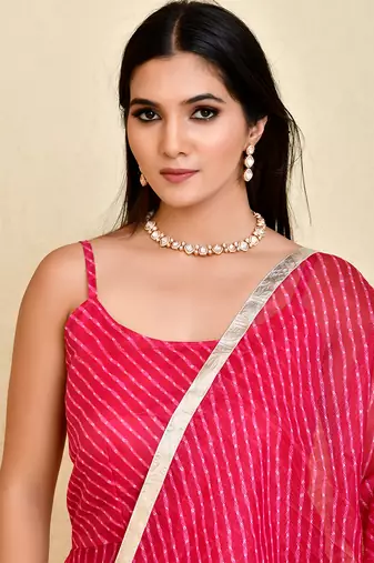 Kota doriya laheriya printed long kurti with dupatta