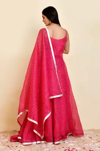 Kota doriya laheriya printed long kurti with dupatta