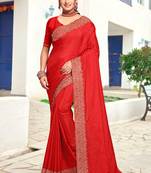 Red Zari Embroidery Border Work Art Silk Saree