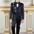 Boys 5-piece satin beadwork coat pant suit set - black