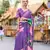 Lavender designer printed georgette saree with blouse
