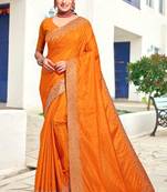 Mustard Zari Embroidery Border Work Art Silk Saree