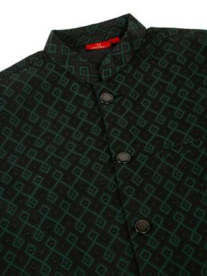 Men black and green embroidered sequins jacquard nehru jacket 5