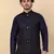 Men black and navy blue embroidered sequins jacquard nehru jacket