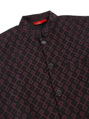 Men black and purple embroidered sequins jacquard nehru jacket 5